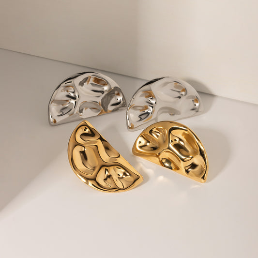 Semicircle Stainless Steel 18K Gold Plated Ear Studs