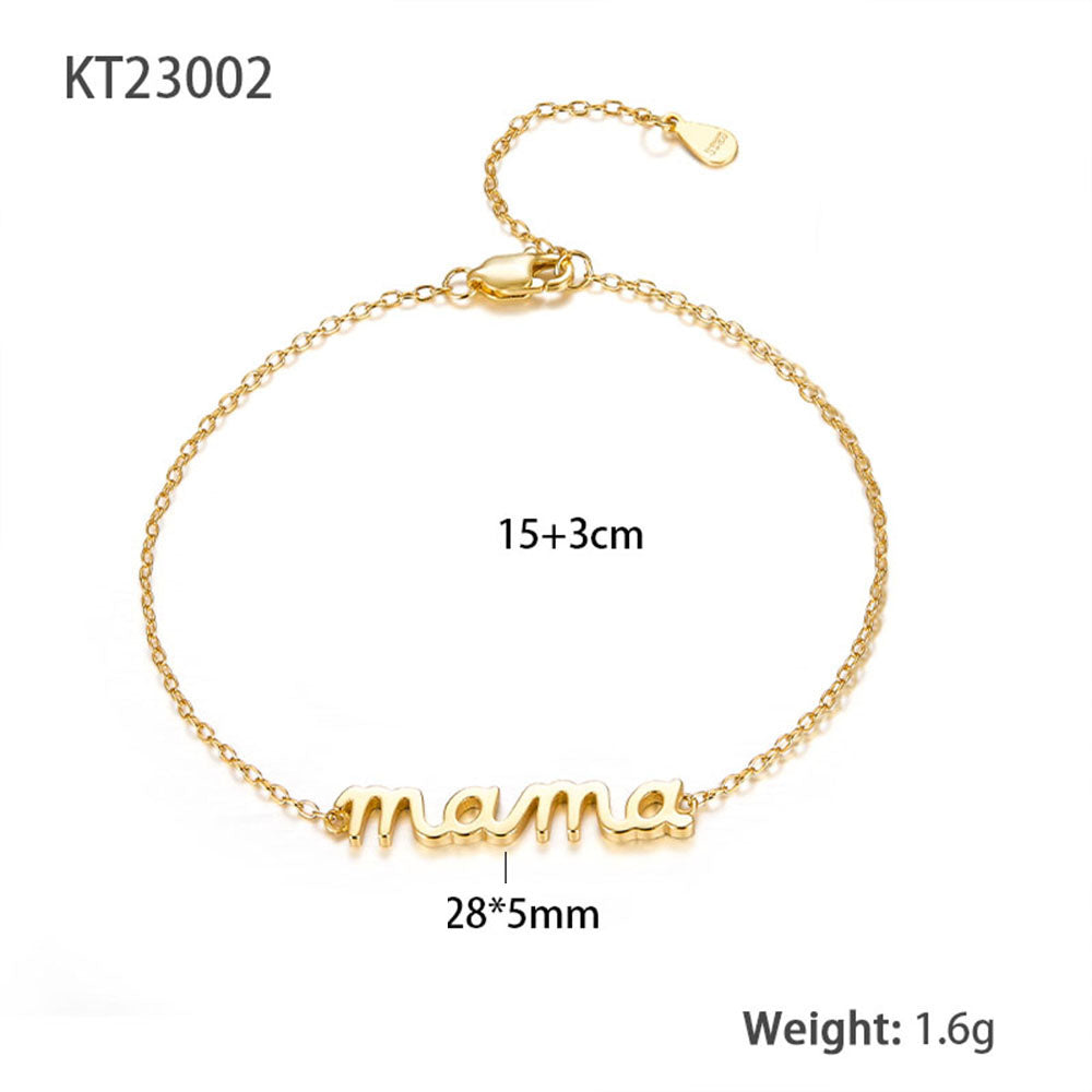 Sterling Silver White Gold Plated Gold Plated Casual Vacation Letter Plating Bracelets