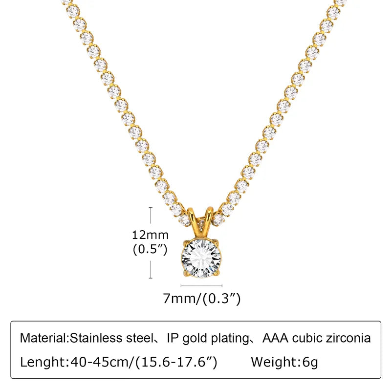 Stainless Steel 201 Stainless Steel Silver Plated Classic Style Simple Style Inlay Solid Color Zircon Pendant Necklace