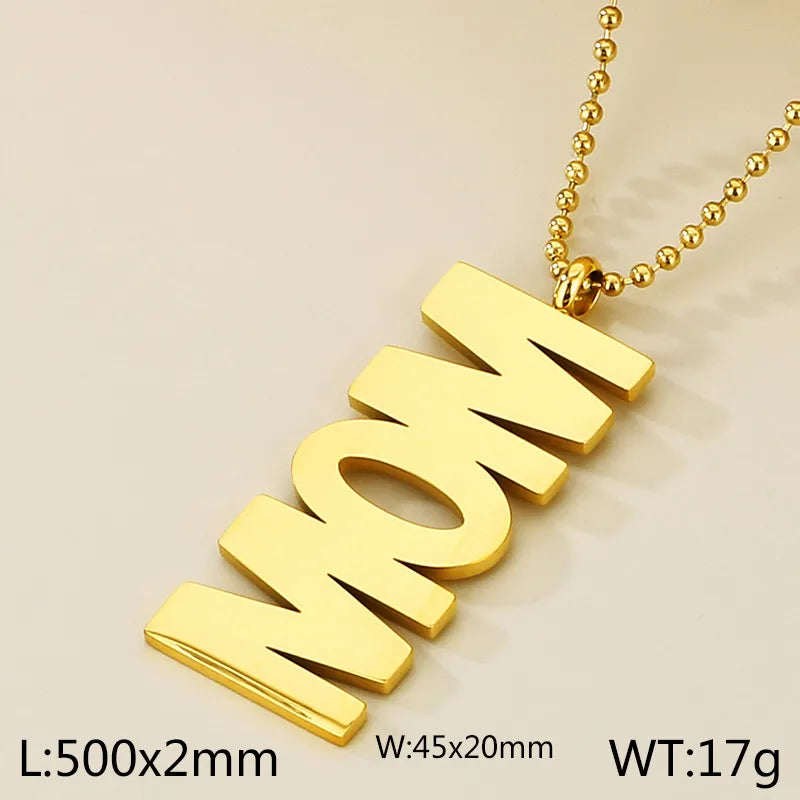 Stainless Steel Simple Style Letter Pendant Necklace