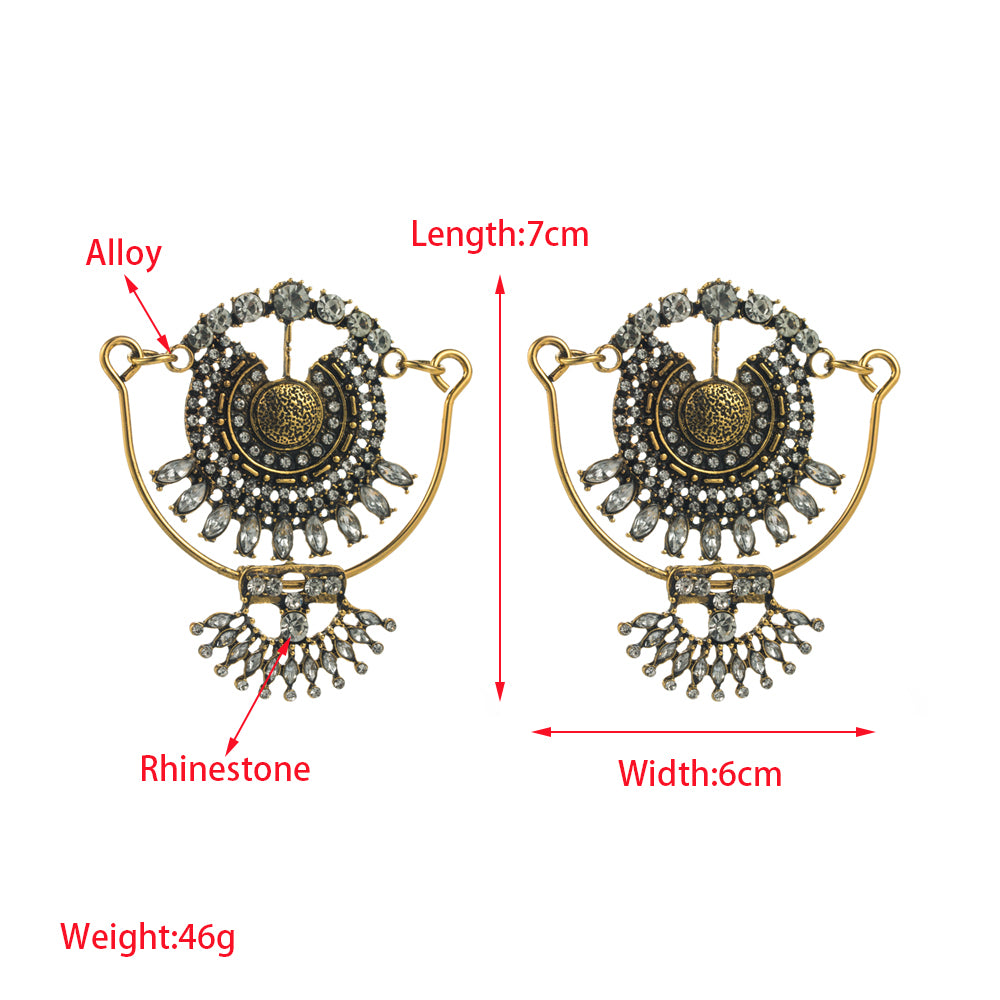 Elegant Luxurious Geometric Plating Inlay Alloy Rhinestones Gold Plated Silver Plated Drop Earrings