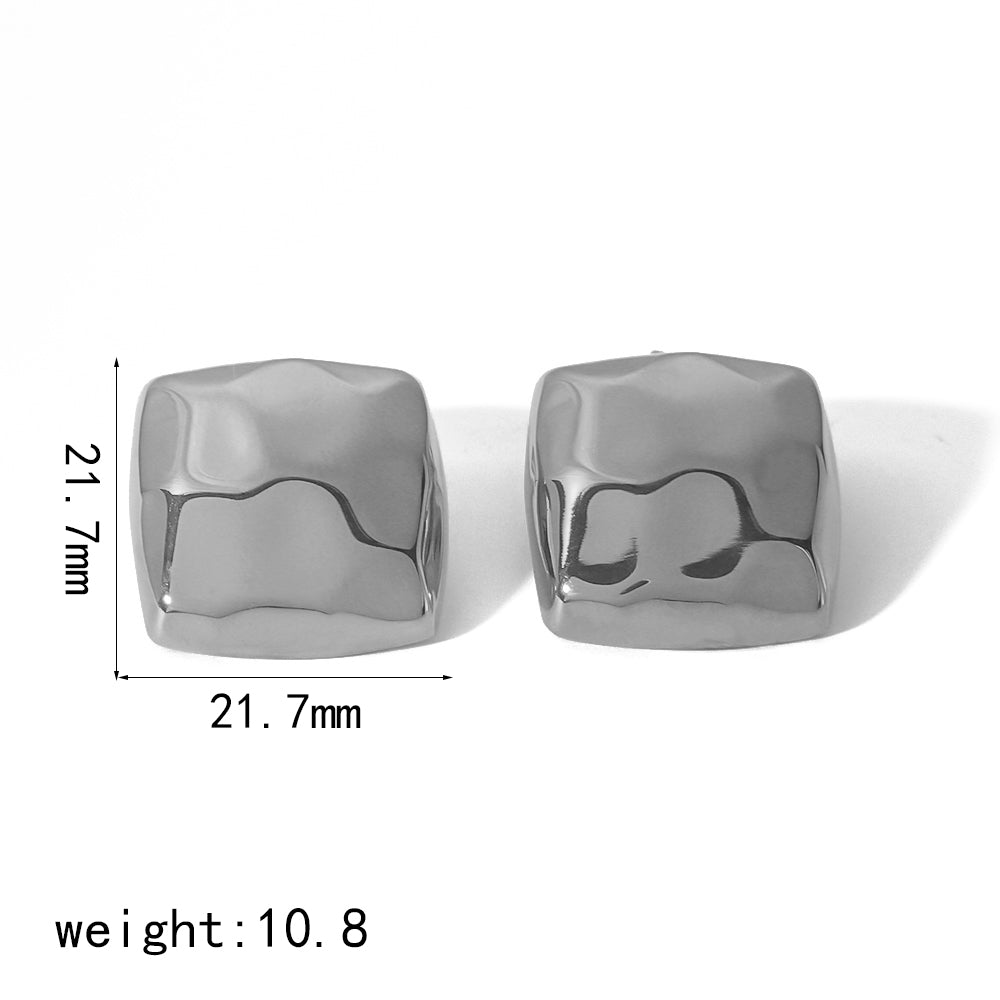 Quadrilateral Plating Stainless Steel 18K Gold Plated Ear Studs
