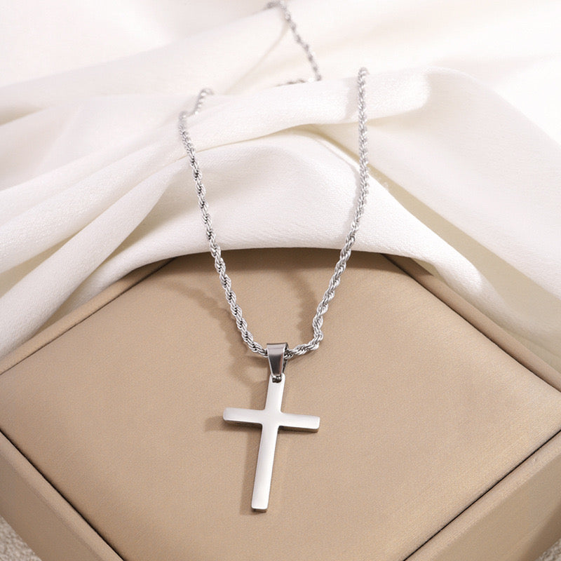 304 Stainless Steel 18K Gold Plated Basic Plating Cross Pendant Necklace