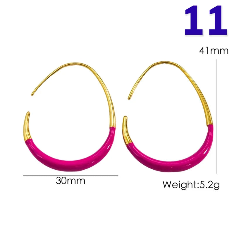 IG Style Modern Style Simple Style Geometric Enamel 304 Stainless Steel 14K Gold Plated Ear Studs