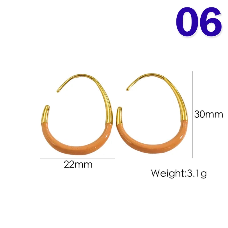 IG Style Modern Style Simple Style Geometric Enamel 304 Stainless Steel 14K Gold Plated Ear Studs