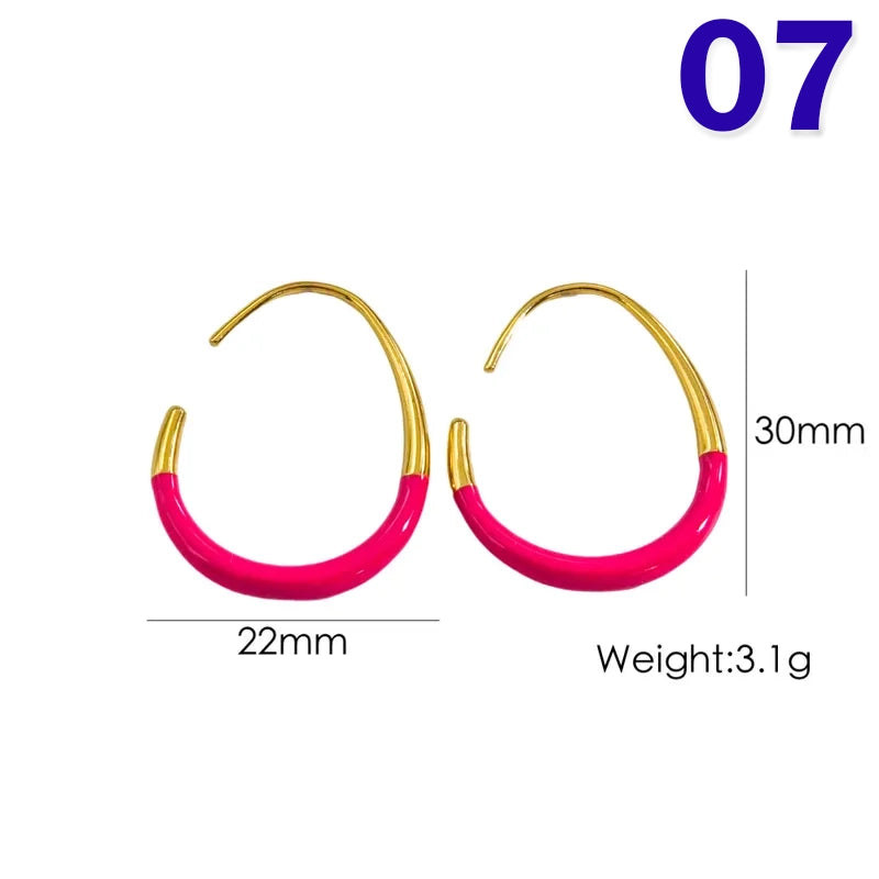 IG Style Modern Style Simple Style Geometric Enamel 304 Stainless Steel 14K Gold Plated Ear Studs