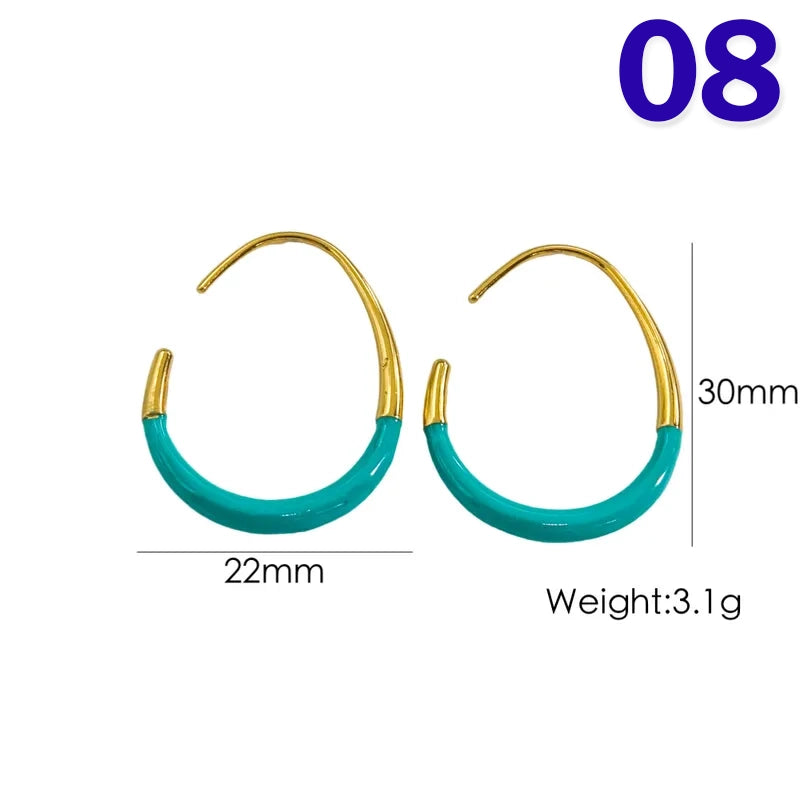 IG Style Modern Style Simple Style Geometric Enamel 304 Stainless Steel 14K Gold Plated Ear Studs