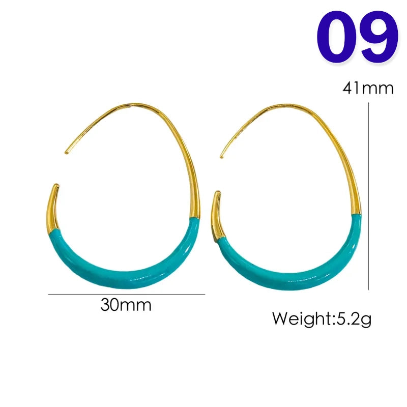 IG Style Modern Style Simple Style Geometric Enamel 304 Stainless Steel 14K Gold Plated Ear Studs