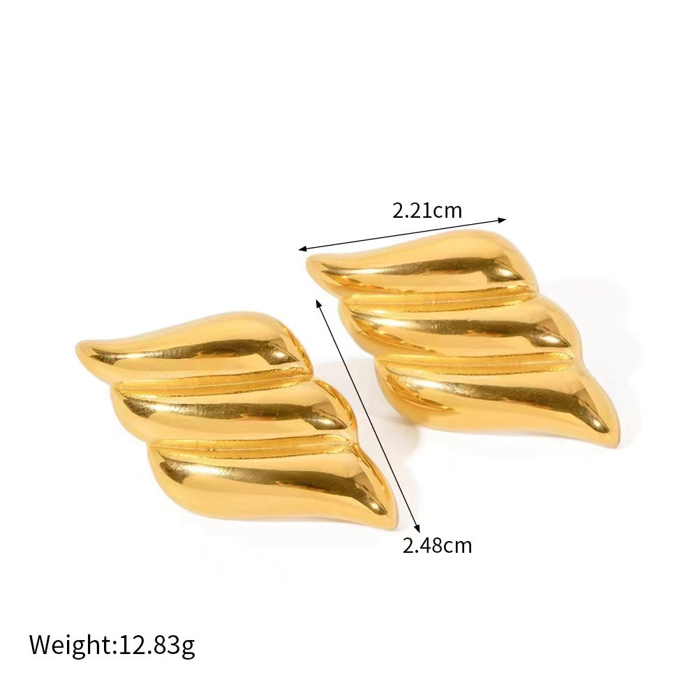 Petal Plating Stainless Steel 18K Gold Plated Ear Studs