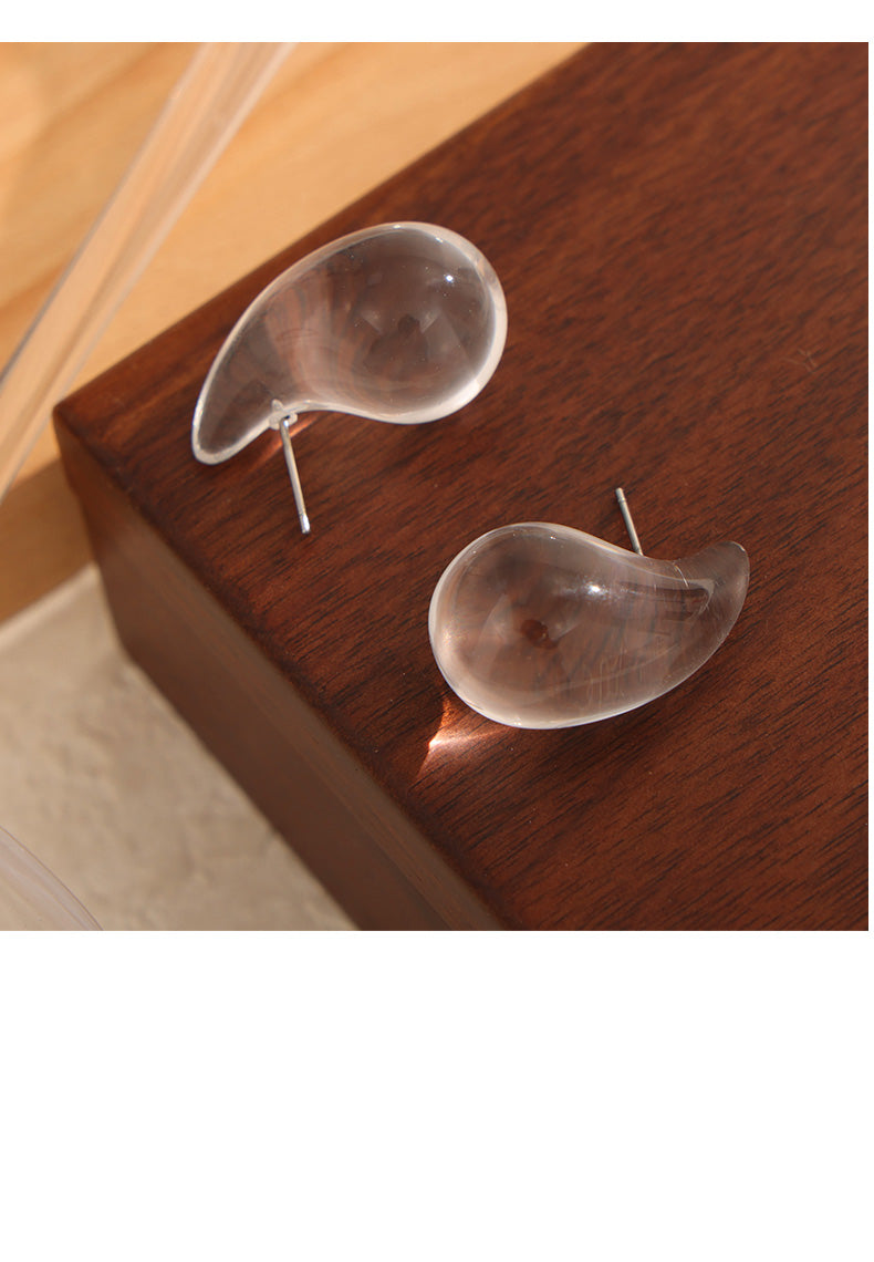 Simple Style British Style Commute Water Droplets Plating Resin Titanium Steel Ear Studs