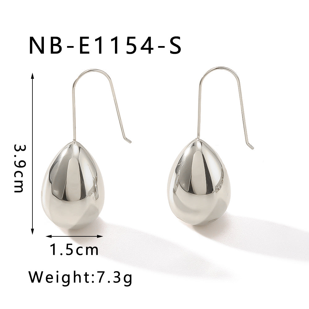 French Style Water Droplets Titanium Steel Earrings