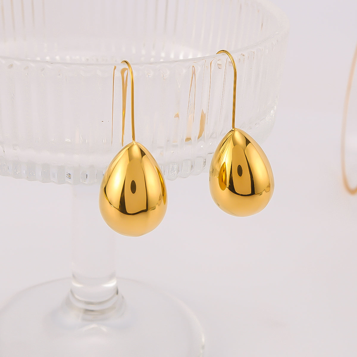 French Style Water Droplets Titanium Steel Earrings