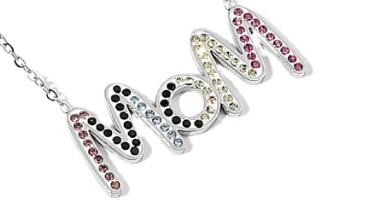 304 Stainless Steel MAMA Shiny Inlay Letter Rhinestones Pendant Necklace