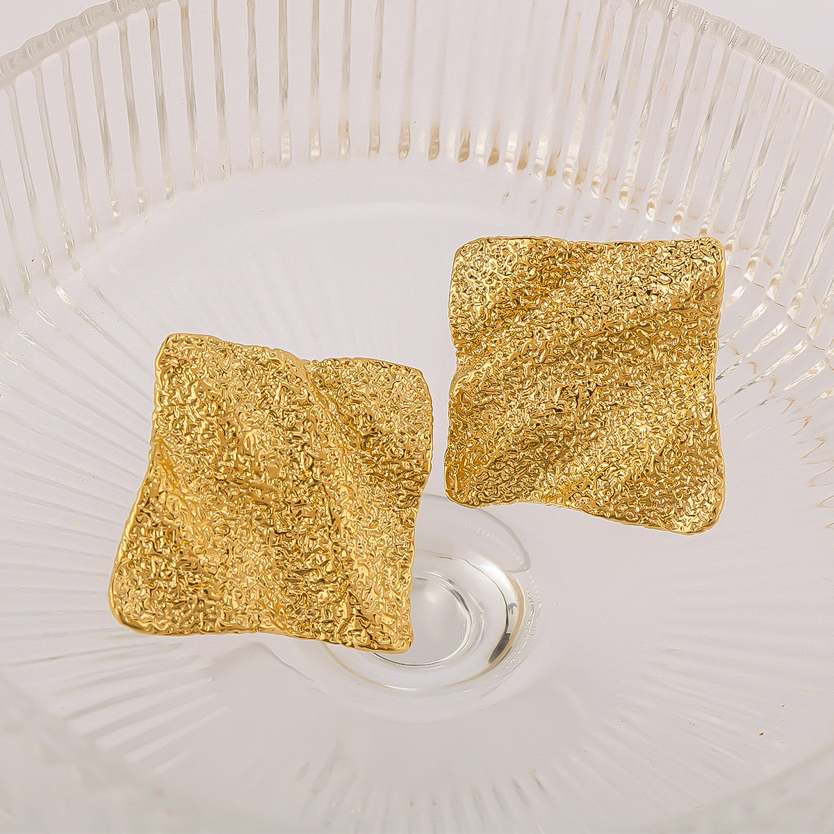 IG Style Simple Style Geometric Pleated 304 Stainless Steel 18K Gold Plated Ear Studs