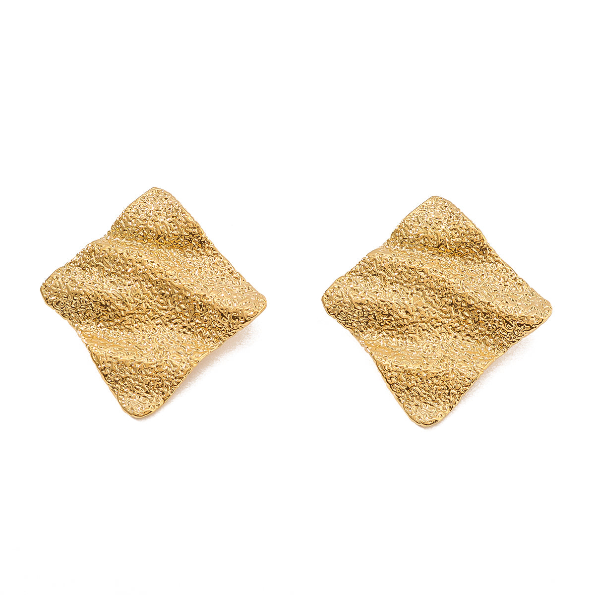 IG Style Simple Style Geometric Pleated 304 Stainless Steel 18K Gold Plated Ear Studs