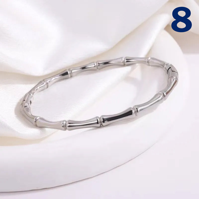 Simple Style Classic Style Geometric 304 Stainless Steel Silver Plated Bangle In Bulk