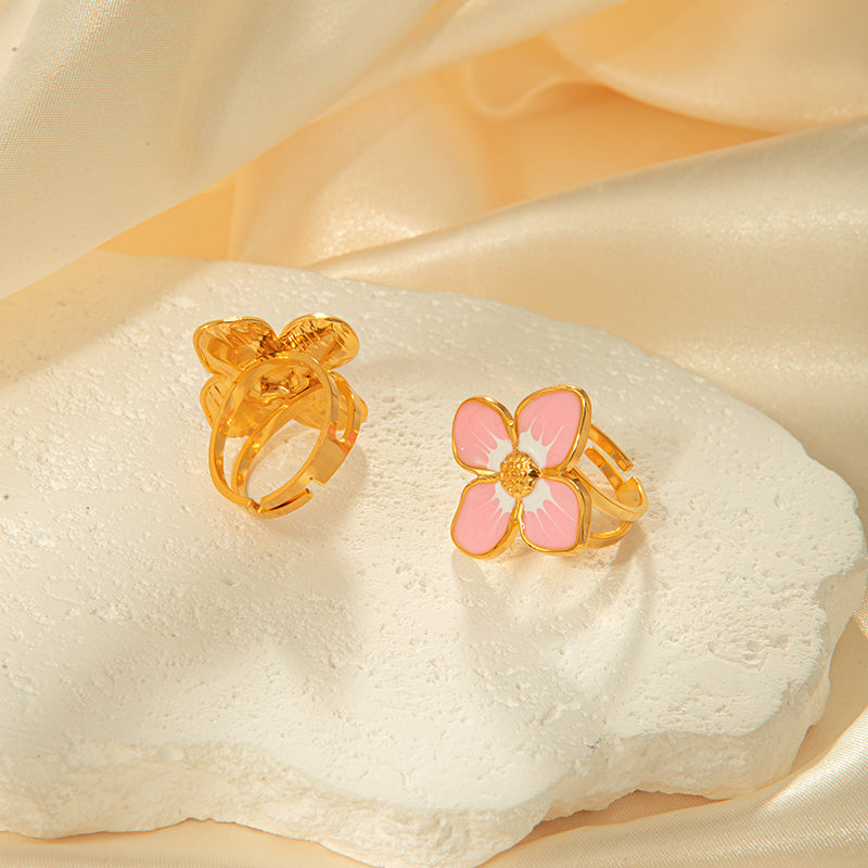 Cute ανοιχτό δαχτυλίδι Λουλούδι από ατσάλι 304