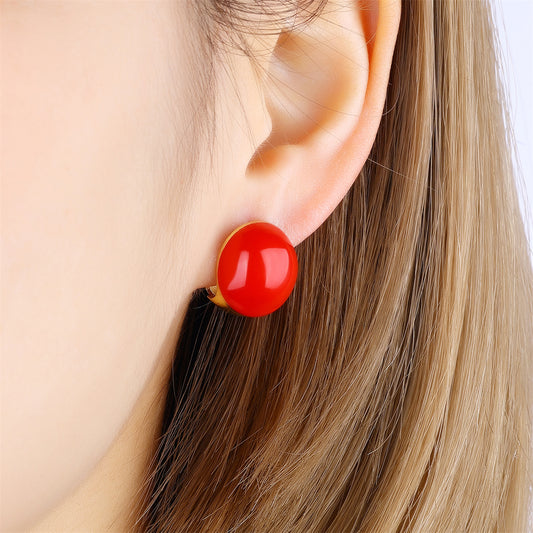 Basic Modern Style Classic Style Round Enamel 304 Stainless Steel Ear Studs