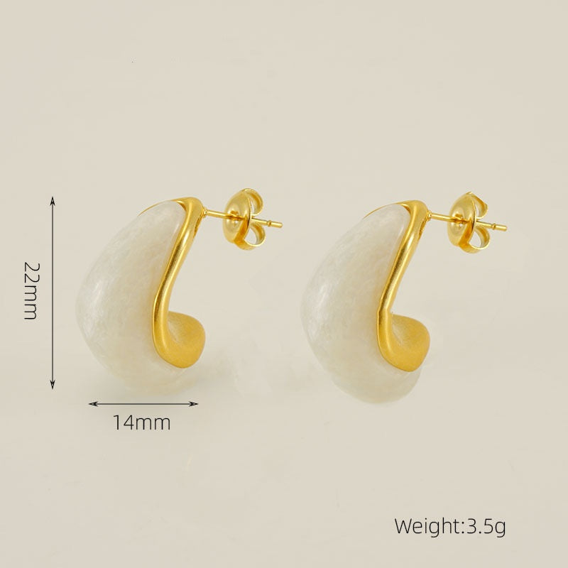 C Shape Stainless Steel Resin Ear Studs