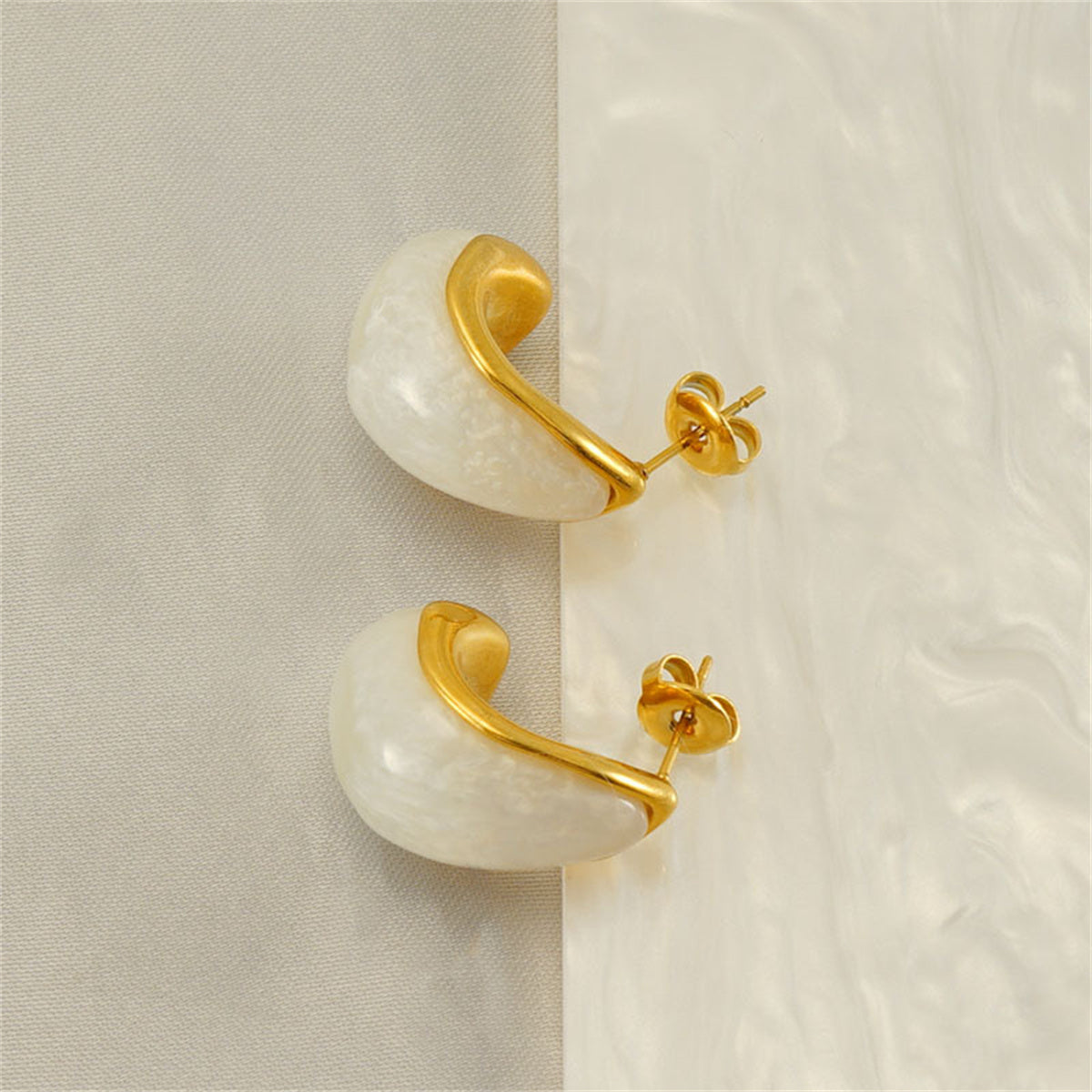 C Shape Stainless Steel Resin Ear Studs