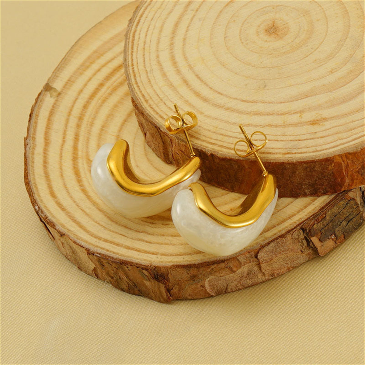 C Shape Stainless Steel Resin Ear Studs