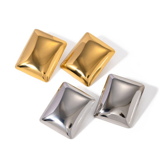 IG Style Rectangle 304 Stainless Steel 18K Gold Plated Ear Studs