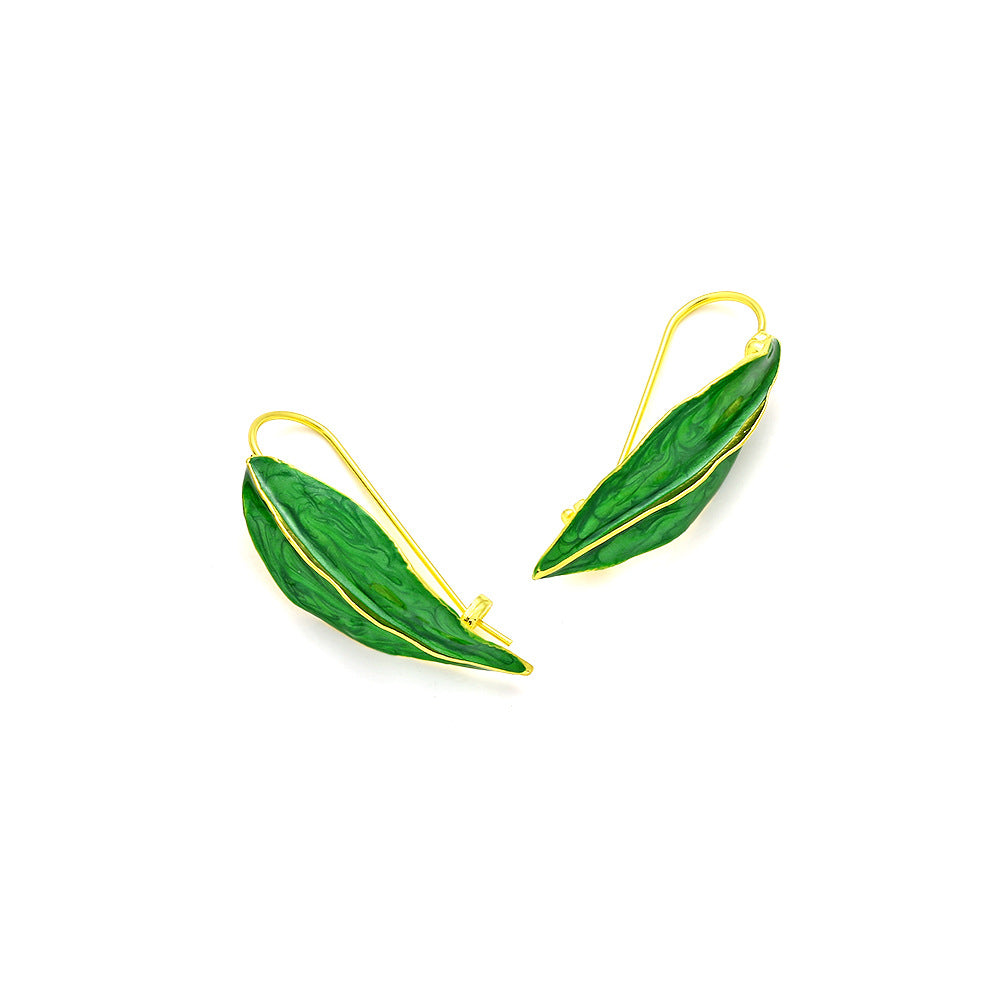 Sweet Leaf Enamel Zinc Alloy Earrings