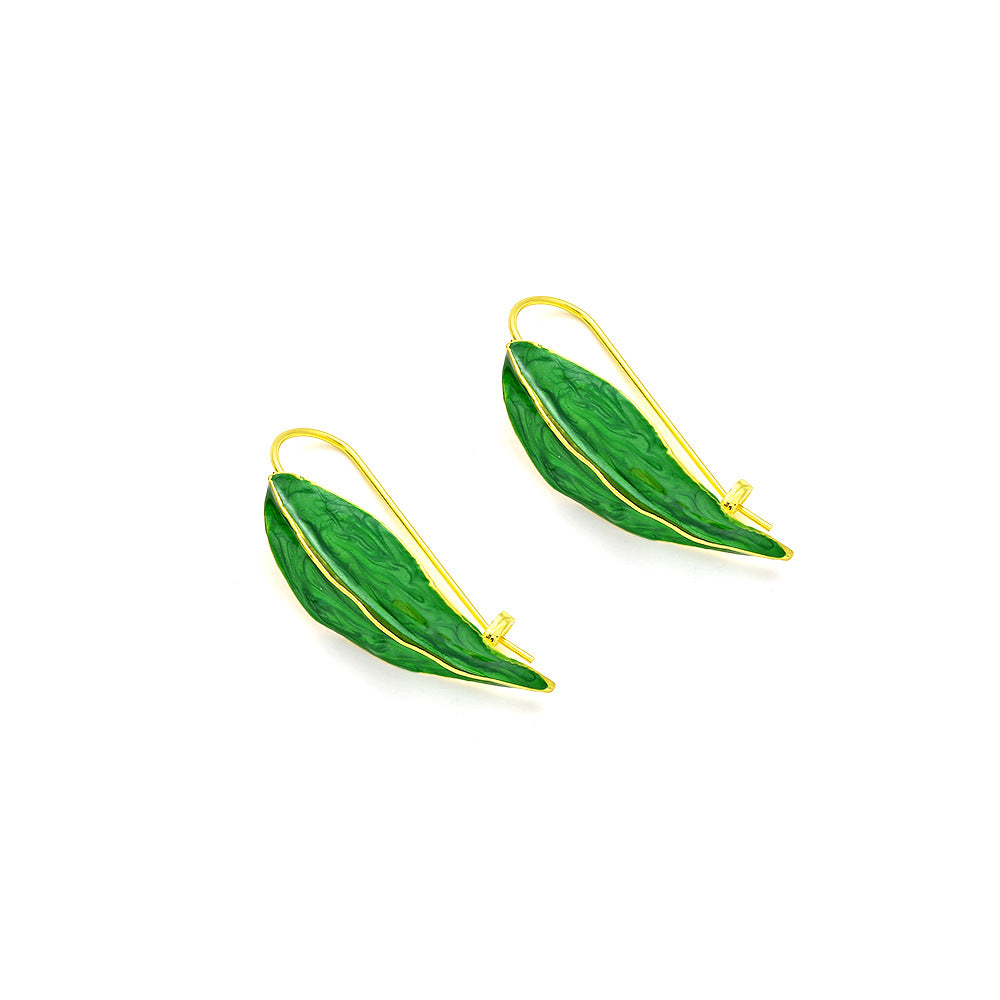 Sweet Leaf Enamel Zinc Alloy Earrings