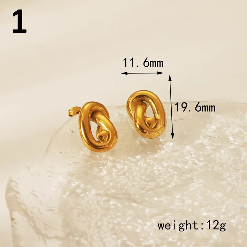 Casual Vintage Style Knot Spiral 304 Stainless Steel 18K Gold Plated Ear Studs