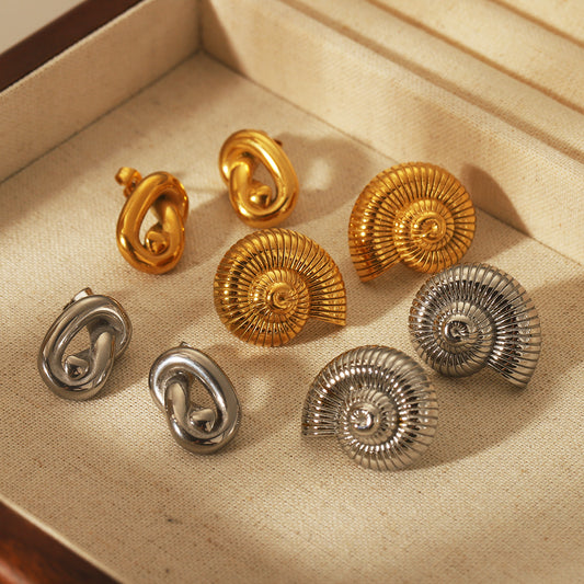 Casual Vintage Style Knot Spiral 304 Stainless Steel 18K Gold Plated Ear Studs
