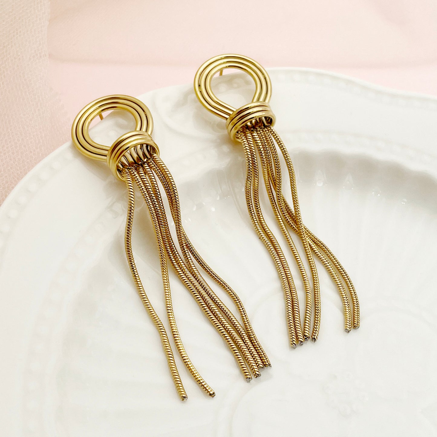 304 Stainless Steel Gold Plated Drop Earrings