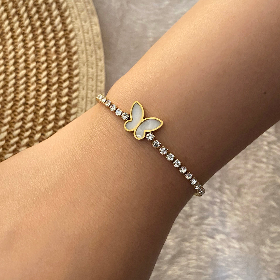 Titanium Steel Fairy Style Elegant Lady Plating Inlay Bear Heart Shape Butterfly Zircon Bracelets