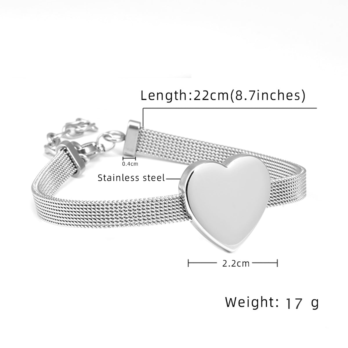 304 Stainless Steel 18K Gold Plated Simple Style Heart Shape Bracelets