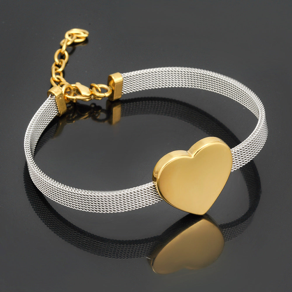 304 Stainless Steel 18K Gold Plated Simple Style Heart Shape Bracelets