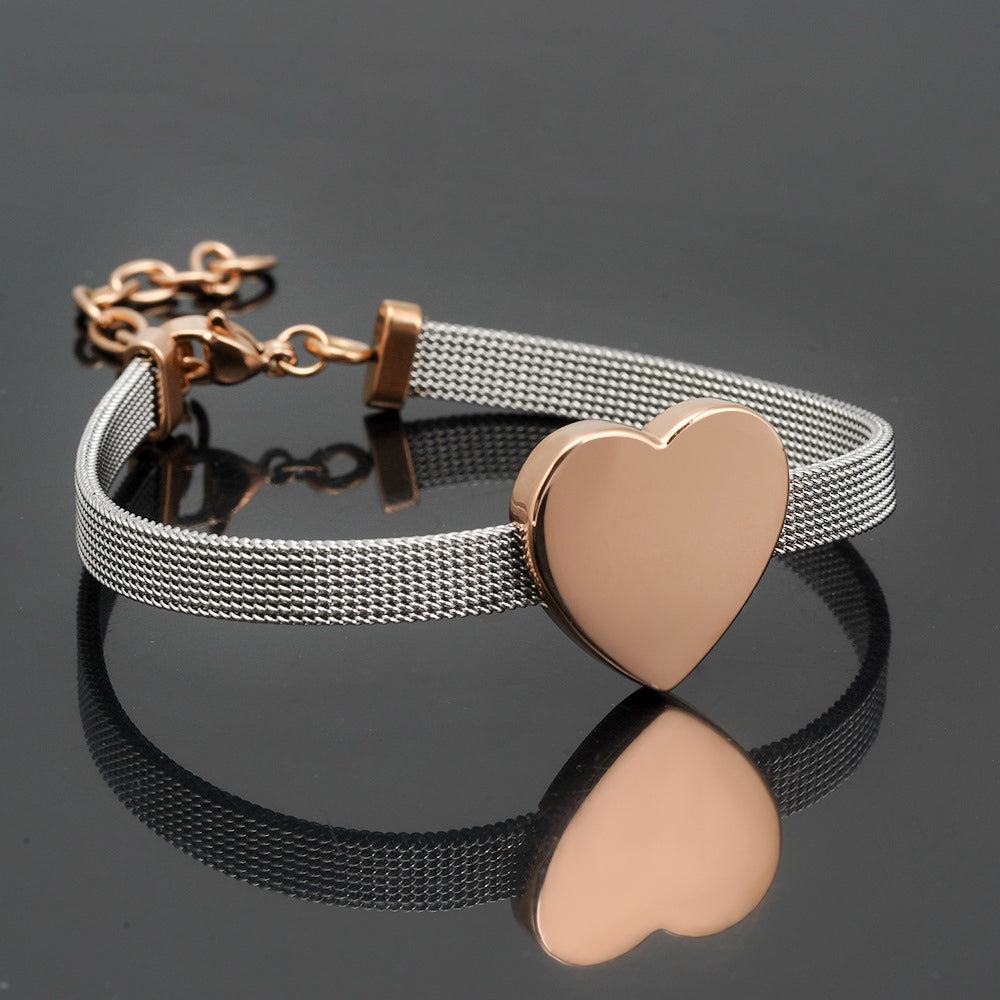 304 Stainless Steel 18K Gold Plated Simple Style Heart Shape Bracelets