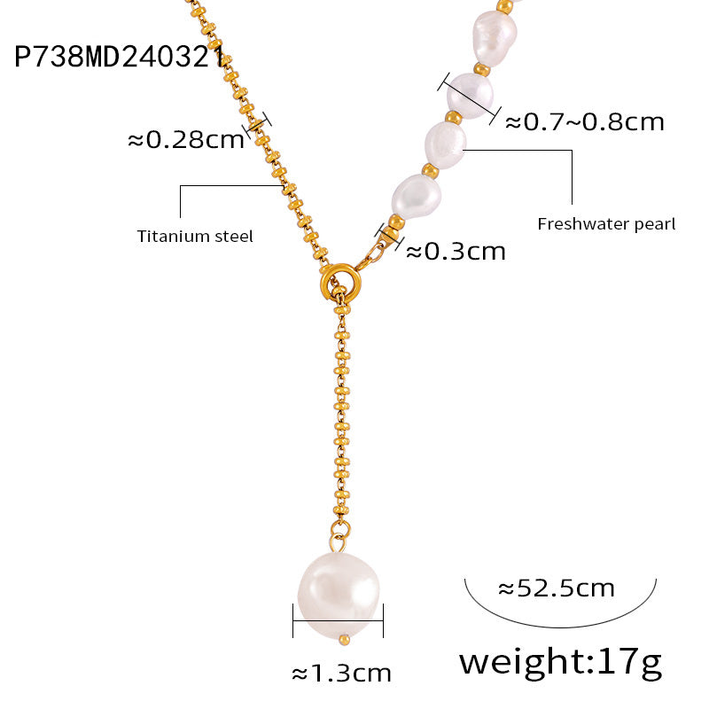 Elegant Simple Style Classic Style Round Freshwater Pearl Titanium Steel Plating Inlay Freshwater Pearl 18K Gold Plated Women's Pendant Necklace