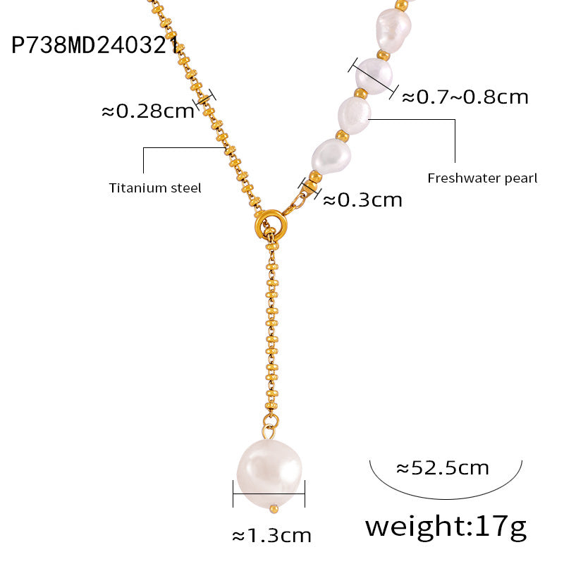 Elegant Freshwater Pearl Titanium Steel Necklace