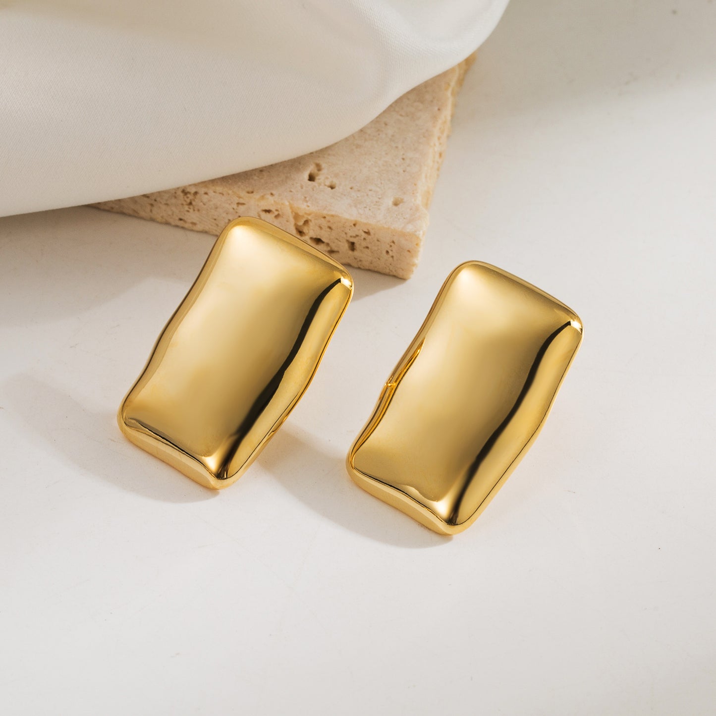 Geometric Solid Color Copper 18K Gold Plated Ear Studs