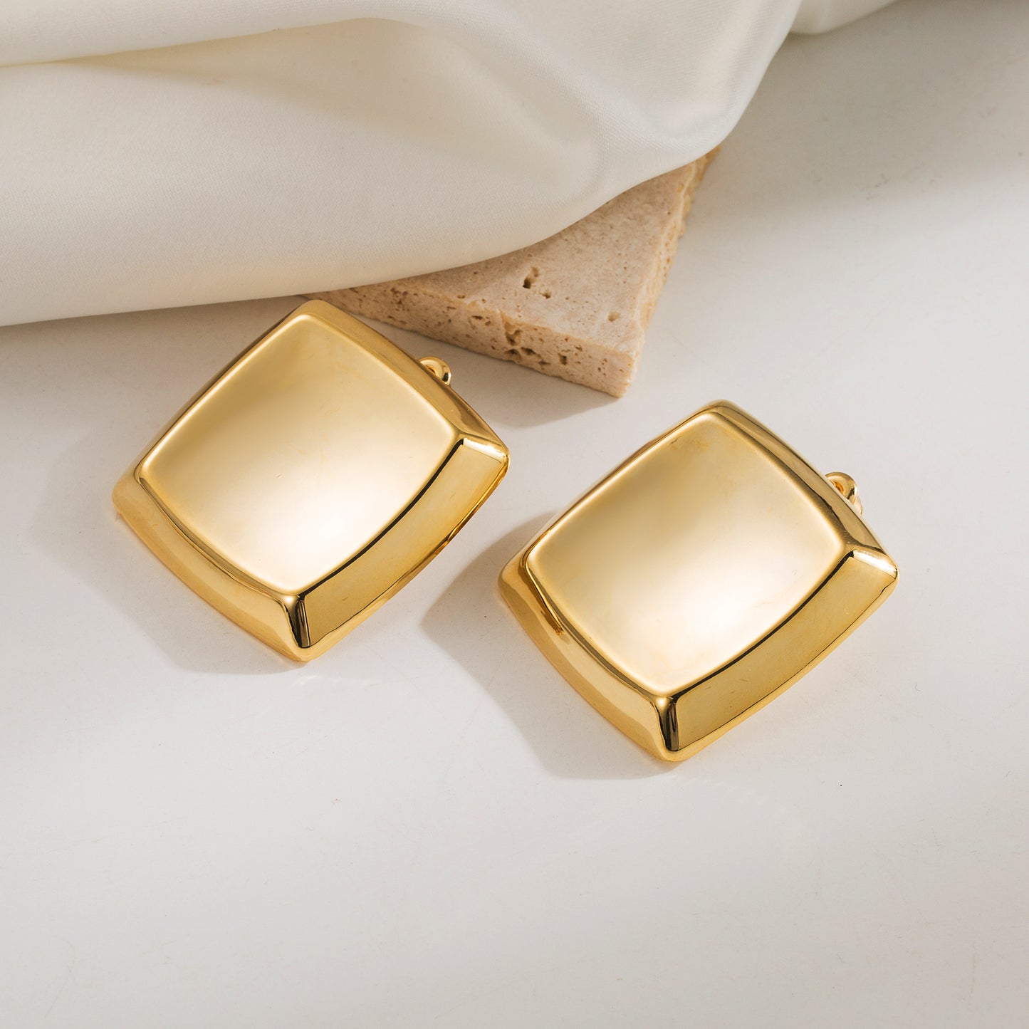 Geometric Solid Color Copper 18K Gold Plated Ear Studs