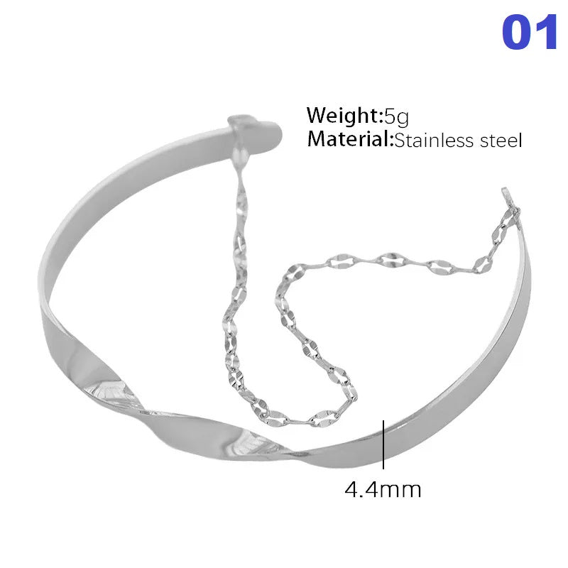 Titanium Steel Retro Simple Style Plating Solid Color Bangle