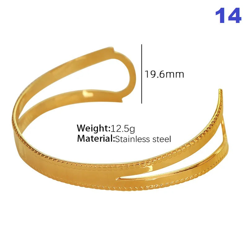 Titanium Steel Retro Simple Style Plating Solid Color Bangle