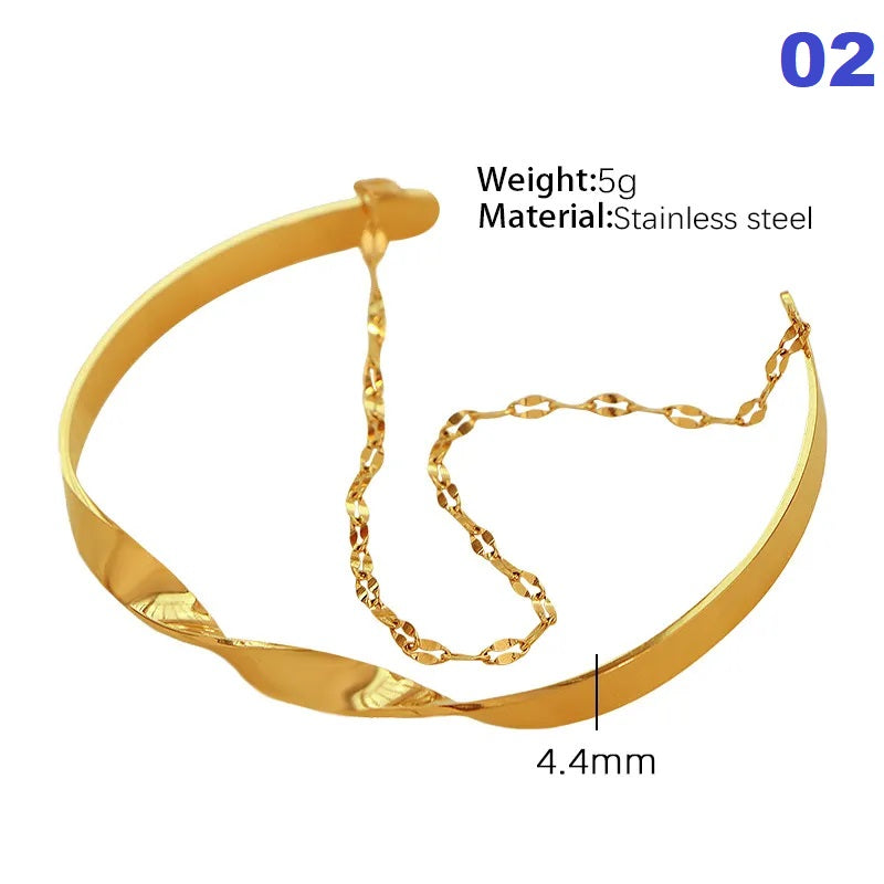 Titanium Steel Retro Simple Style Plating Solid Color Bangle