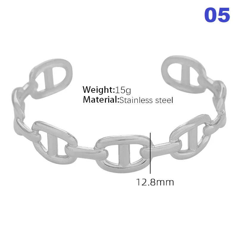 Titanium Steel Retro Simple Style Plating Solid Color Bangle