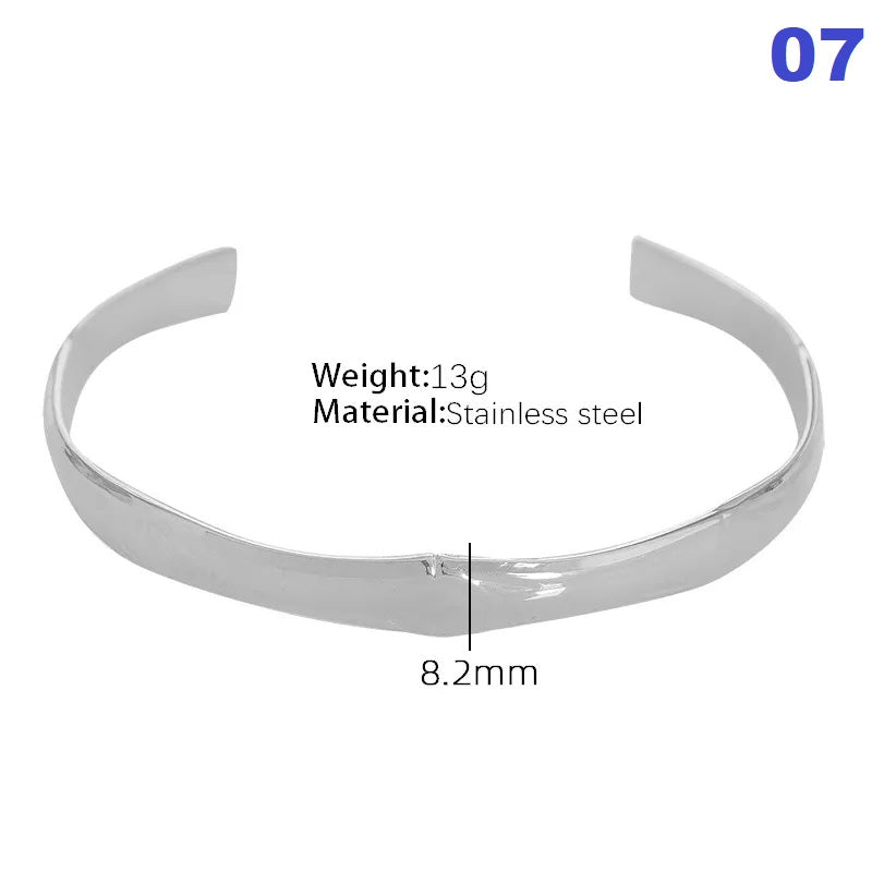 Titanium Steel Retro Simple Style Plating Solid Color Bangle