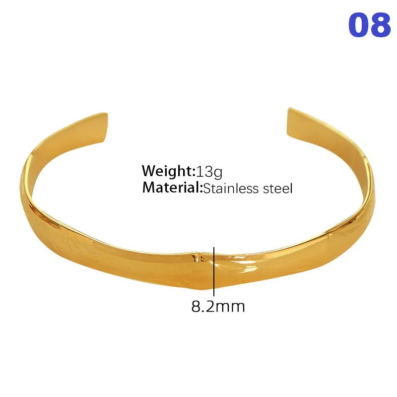 Titanium Steel Retro Simple Style Plating Solid Color Bangle