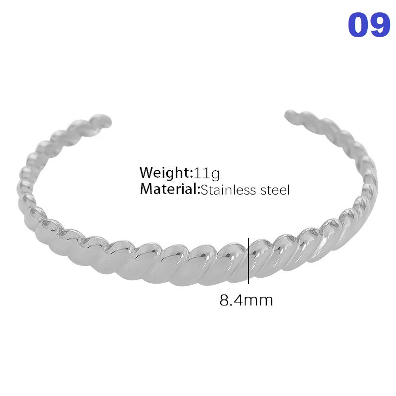 Titanium Steel Retro Simple Style Plating Solid Color Bangle