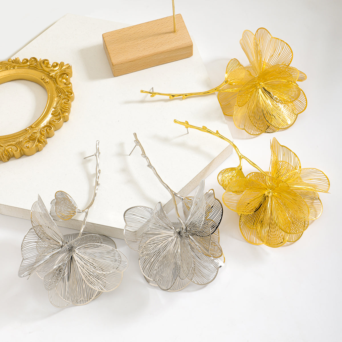 Elegant σκουλαρίκια Λουλούδι από κράμα και ατσάλι 304 