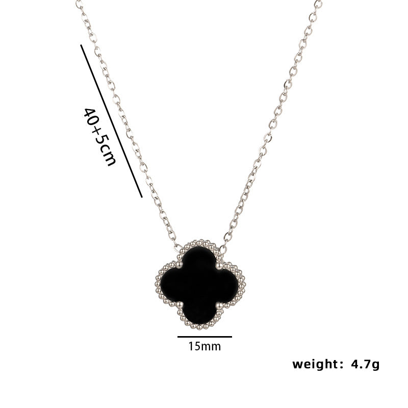 304 Stainless Steel Elegant Glam Four Leaf Clover Acrylic Pendant Necklace