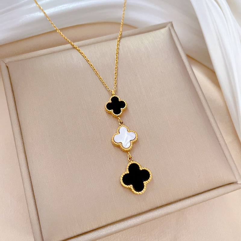 Titanium Steel Gold Plated Simple Style Classic Style Plating Color Block Pendant Necklace