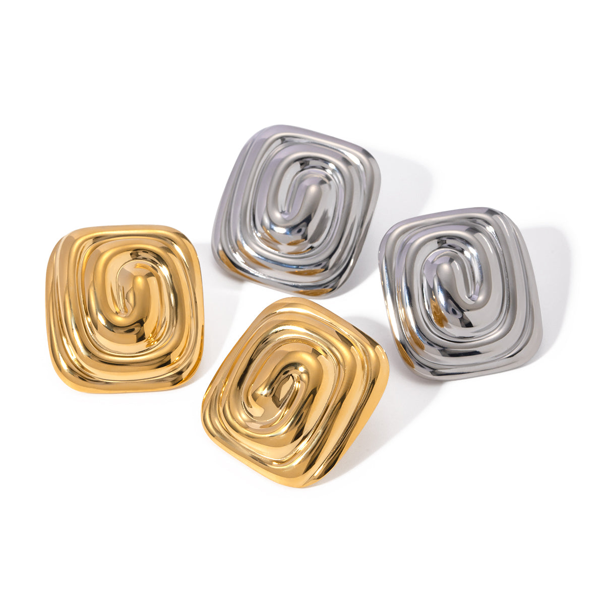 IG Style Modern Style Classic Style Irregular Spiral 304 Stainless Steel Titanium Steel 18K Gold Plated Ear Studs